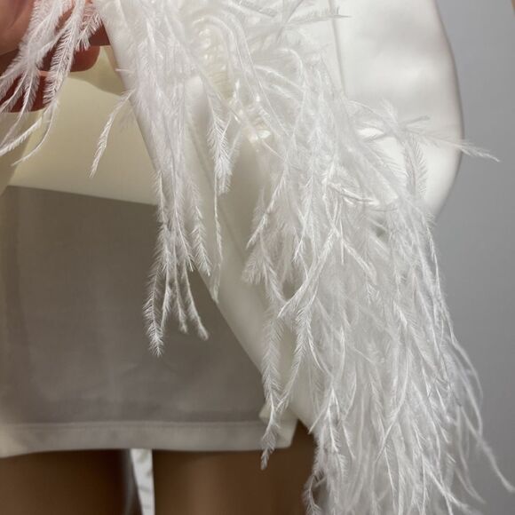 Donna Ricco New York White Sleeveless Mini Dress with Feather Hem - Picture 5 of 10